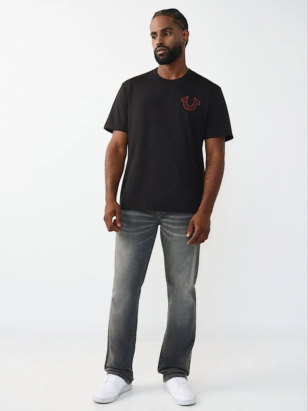 True Religion T-Shirt Filled Hs Script Buddha Jet Black