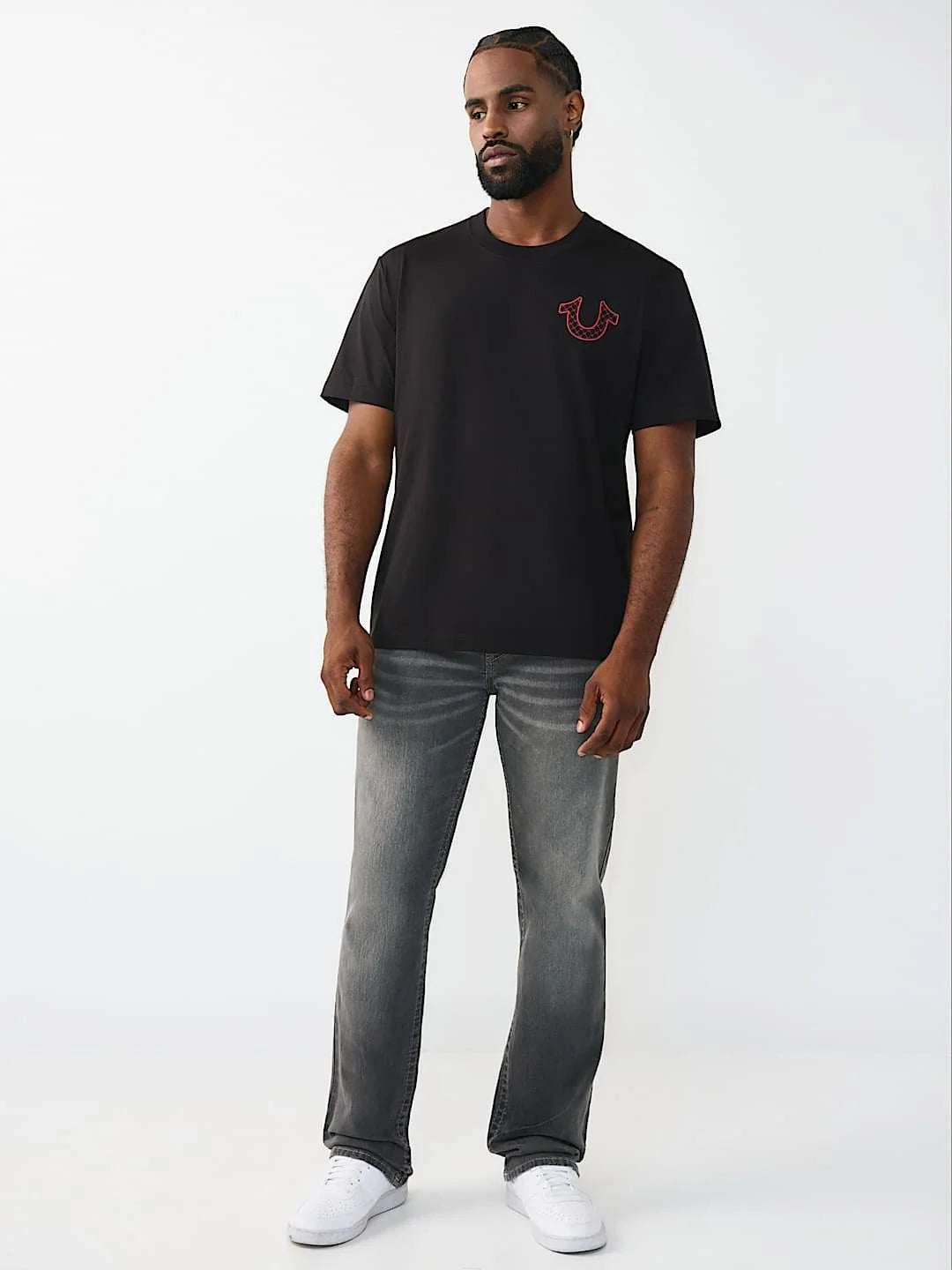 True Religion T-Shirt Filled Hs Script Buddha Jet Black