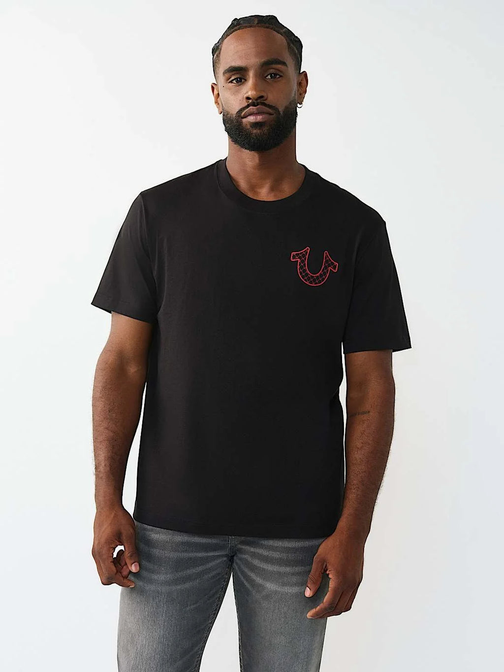 True Religion T-Shirt Filled Hs Script Buddha Jet Black