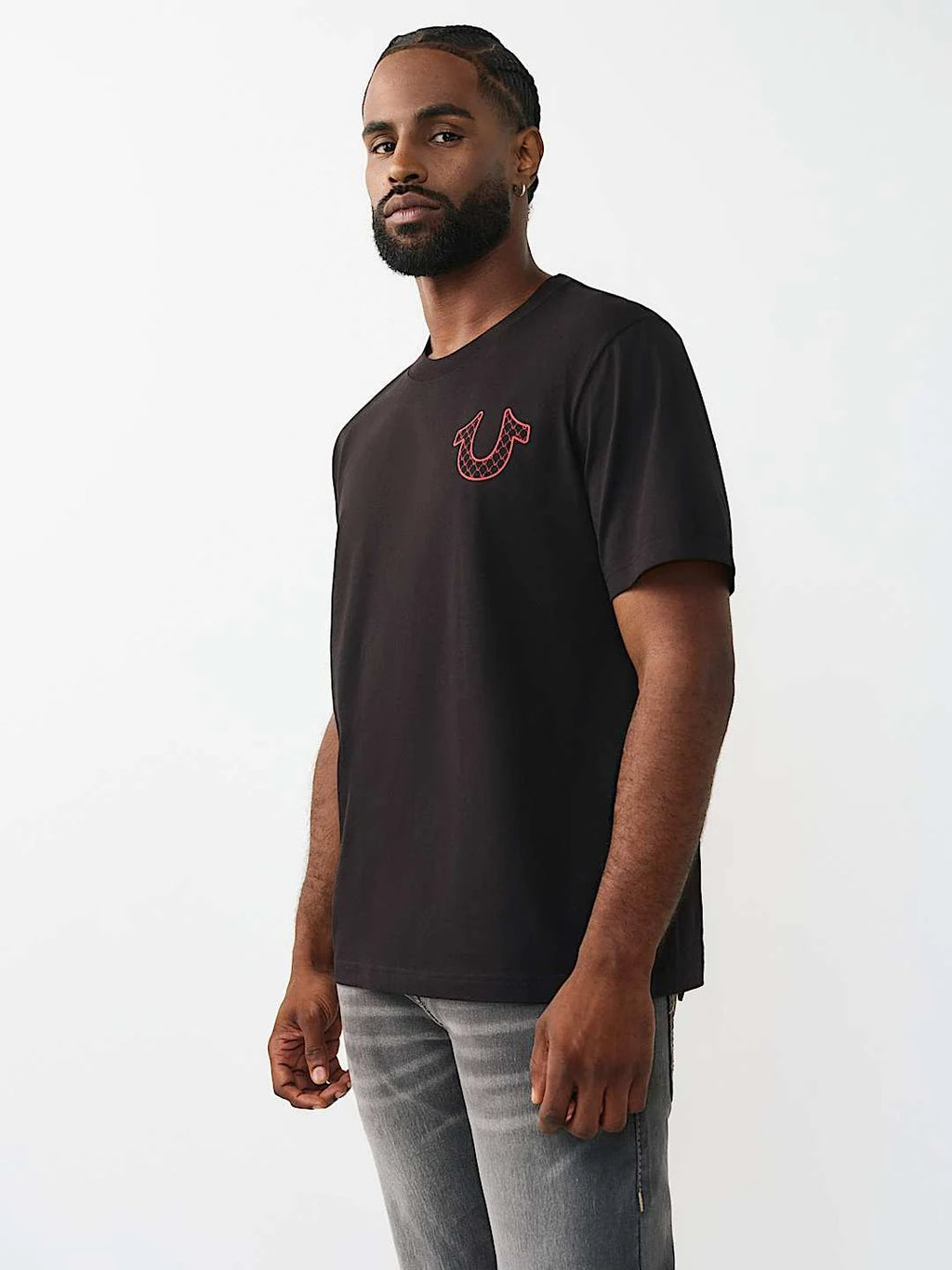 True Religion T-Shirt Filled Hs Script Buddha Jet Black