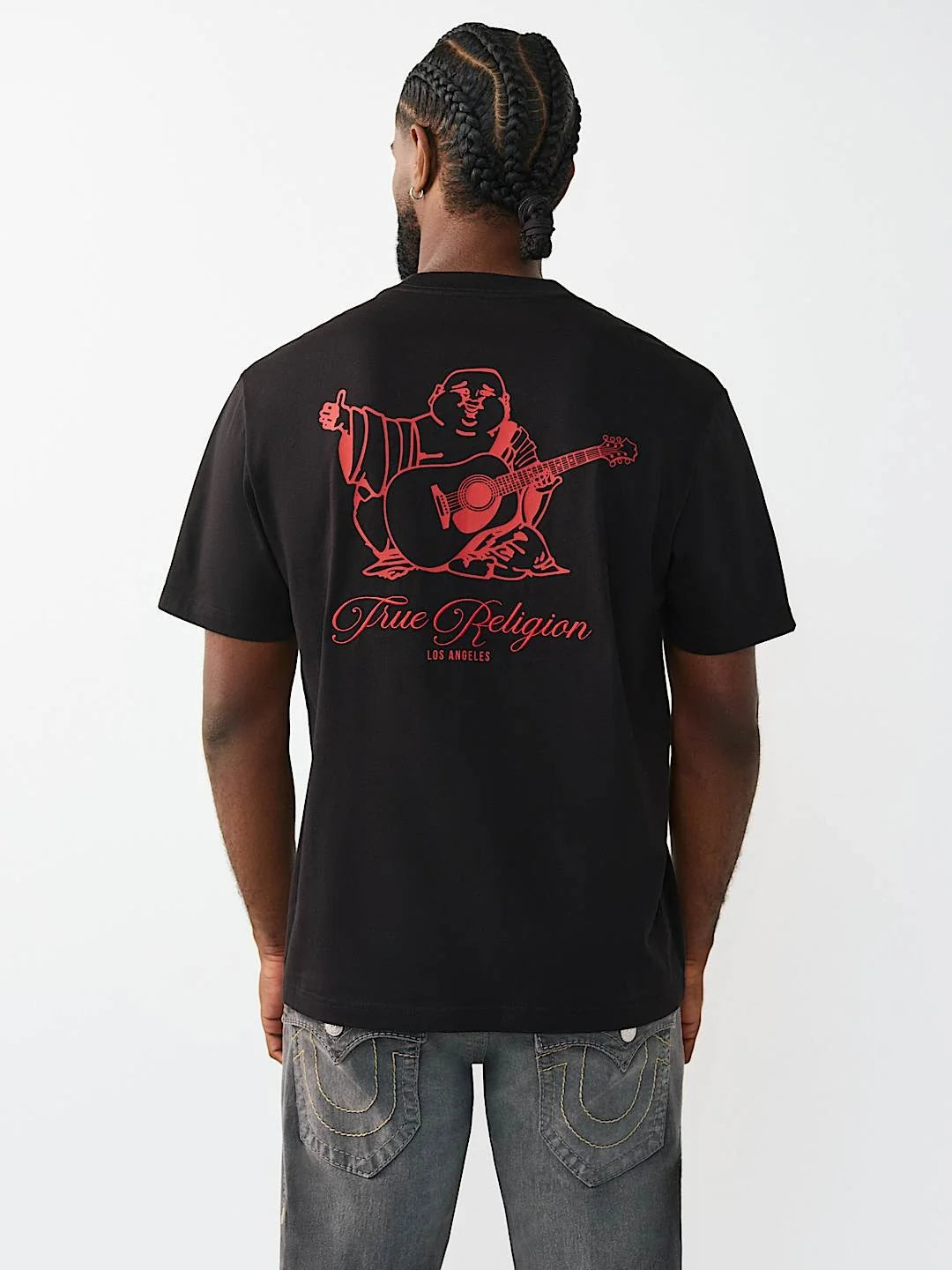 True Religion T-Shirt Filled Hs Script Buddha Jet Black