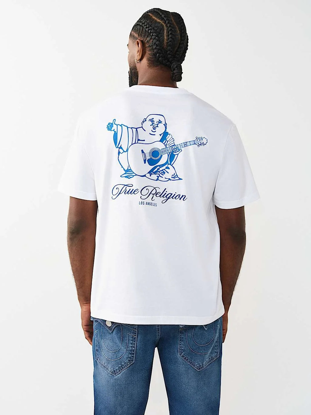 True Religion T-Shirt Filled Hs Script Buddha Optic White
